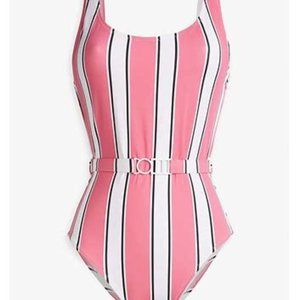 SOLID & STRIPED The Anne Marie Belted Striped Swimsuit Cosmic Strip SZ M & L